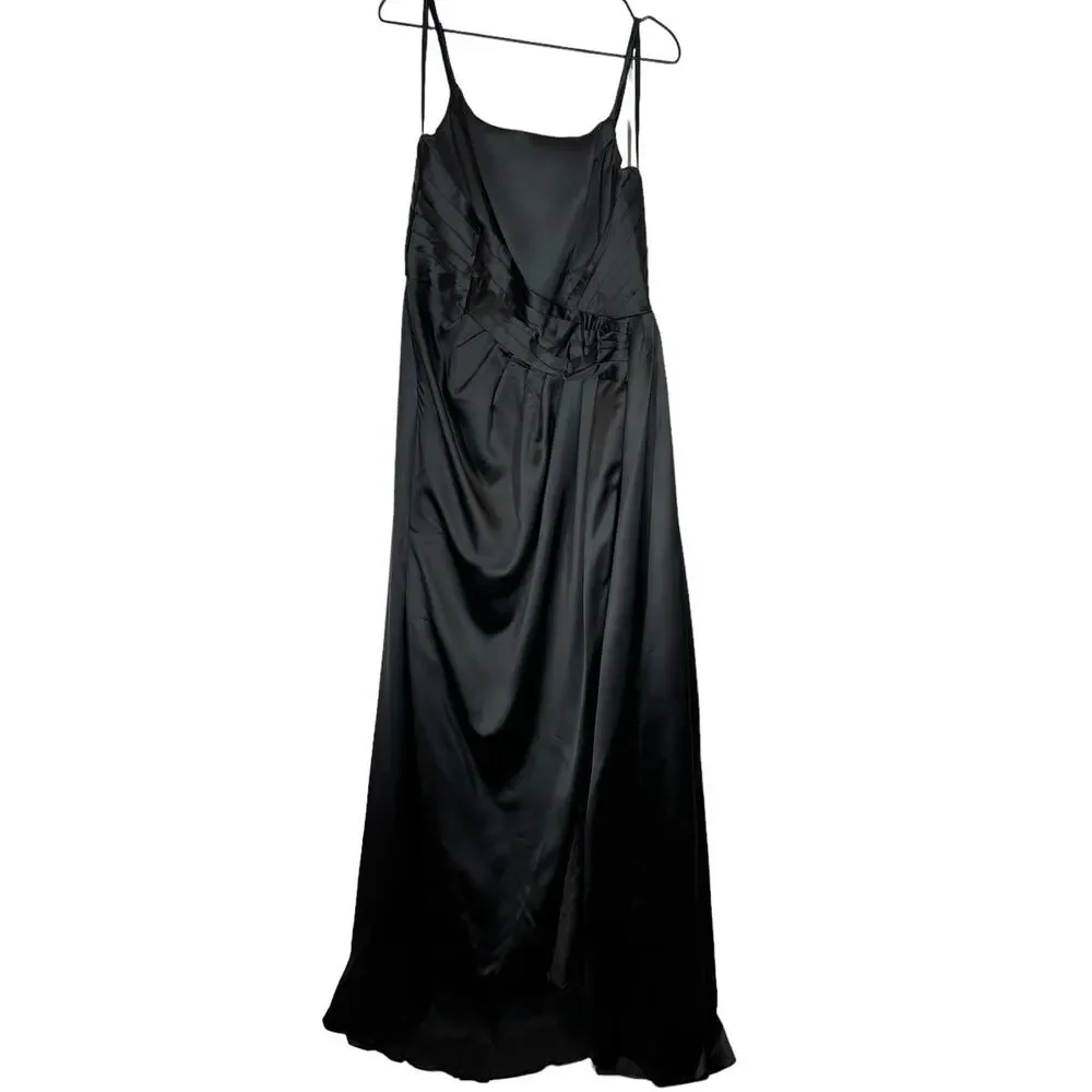NWT Chicsew Sexy Soft Satin Side Slit Spaghetti‎ Straps Maxi Bridesmaid Dress 14